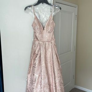 Rose Gold Formal Gown, size 5, small rips on either side